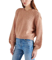 Lucie Pointelle Crew Neck Long Sleeve Sweater