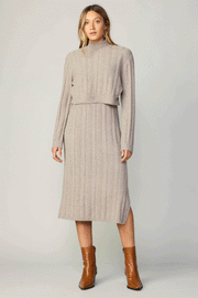 Layered Sweater Midi Dress