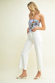 White Patch Pocket Wide Leg Flare