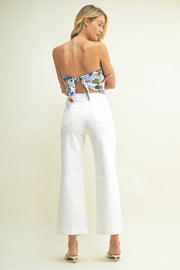 White Patch Pocket Wide Leg Flare