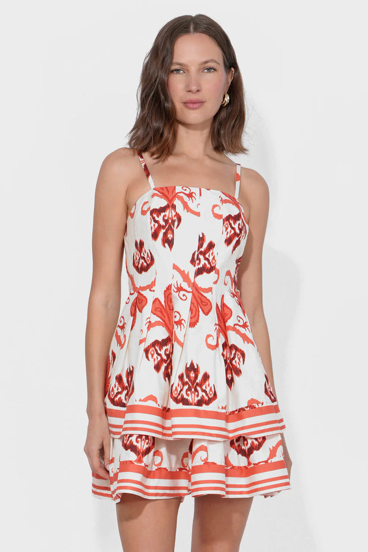 Isla Pintucked Printed Mini Dress