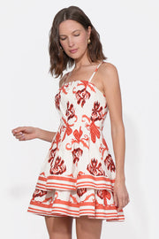 Isla Pintucked Printed Mini Dress