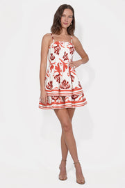 Isla Pintucked Printed Mini Dress