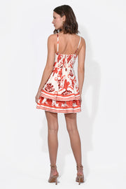 Isla Pintucked Printed Mini Dress