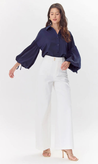 Jennsen Cotton Canvas Wide Leg Pants