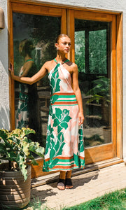 Lyra Border Halter Mini Dress