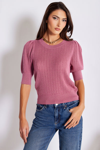 Sienna Metallic Short Sleeve Sweater