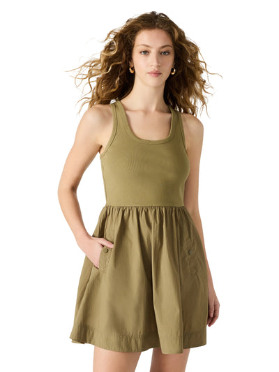 Tottenham Rib Knit Tank Scoop Neck Sleeveless A-Line Mini Dress