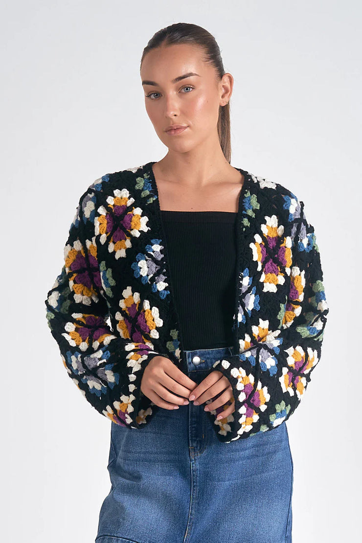 Daisy Multi Color Crochet Cardigan