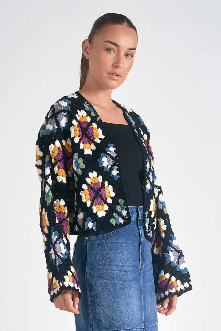 Daisy Multi Color Crochet Cardigan