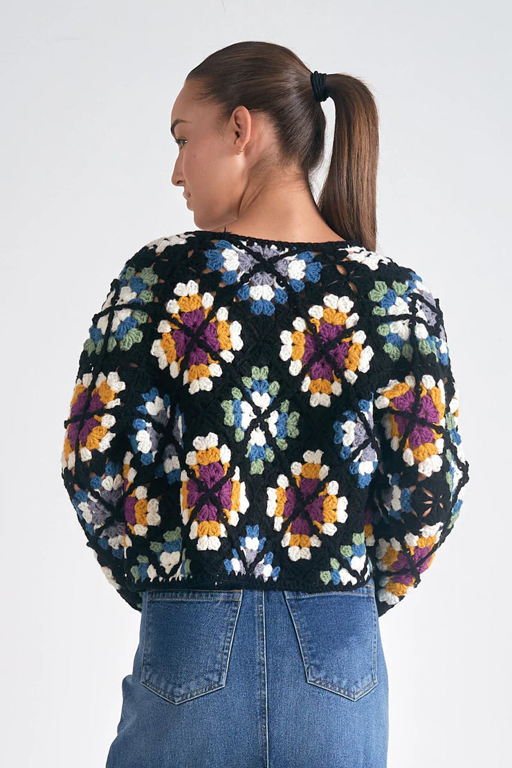 Daisy Multi Color Crochet Cardigan