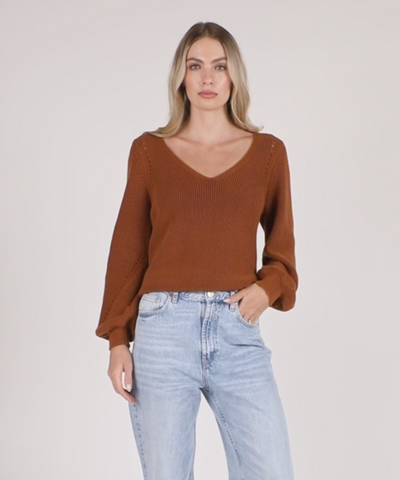 Hailey V-neck Pumpkin Sweater