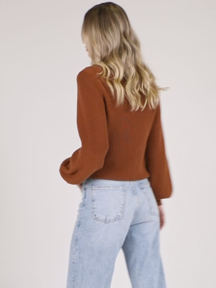 Hailey V-neck Pumpkin Sweater