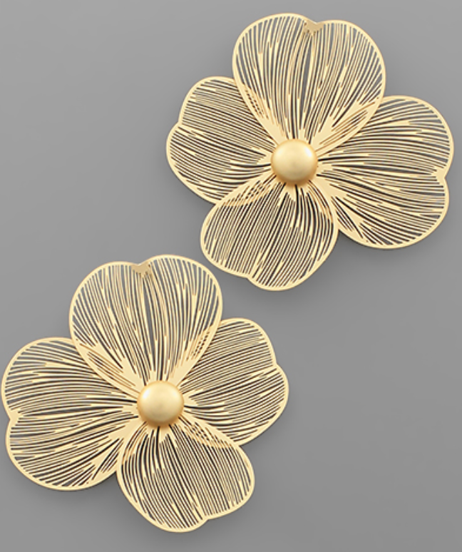 Brass Filigree Flower Earrings