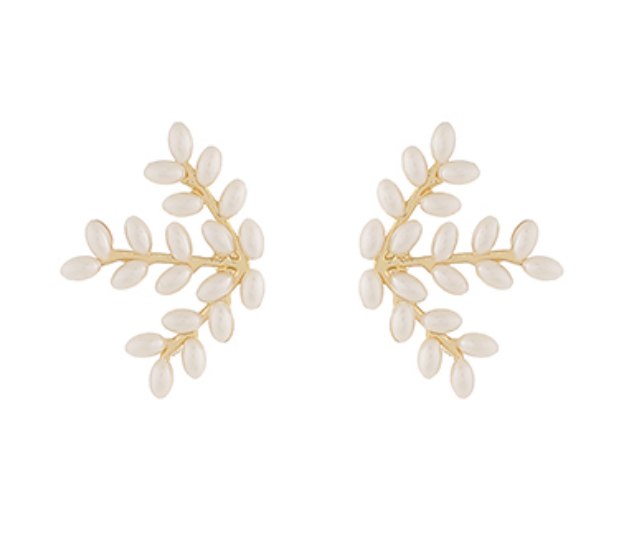 Baroque Pearl Leaf Earrings