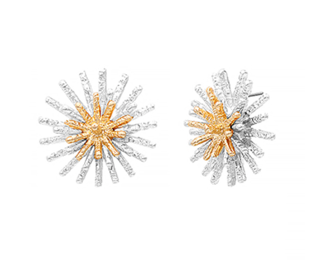 Textured Sunburst Metal Earrings