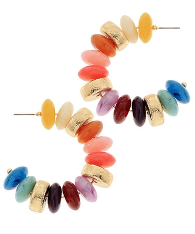 Color Rondelle Shape Beads Hoops