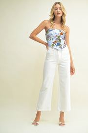 White Patch Pocket Wide Leg Flare