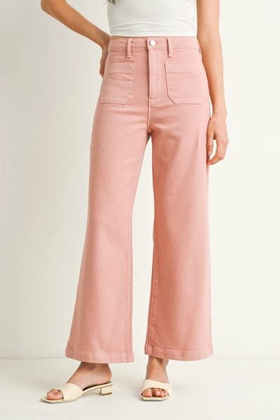 Patch Pocket Wide Leg Jeans