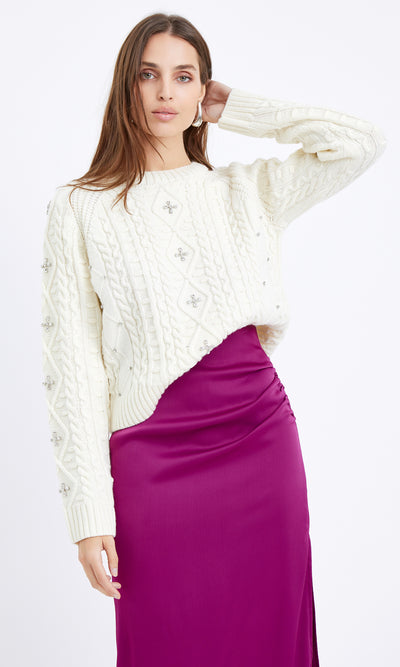 Gloria Ivory Rhinestone Sweater