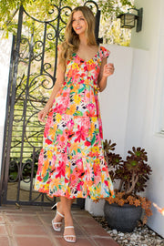 Floral Flutter Maxi Dress