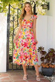 Floral Flutter Maxi Dress
