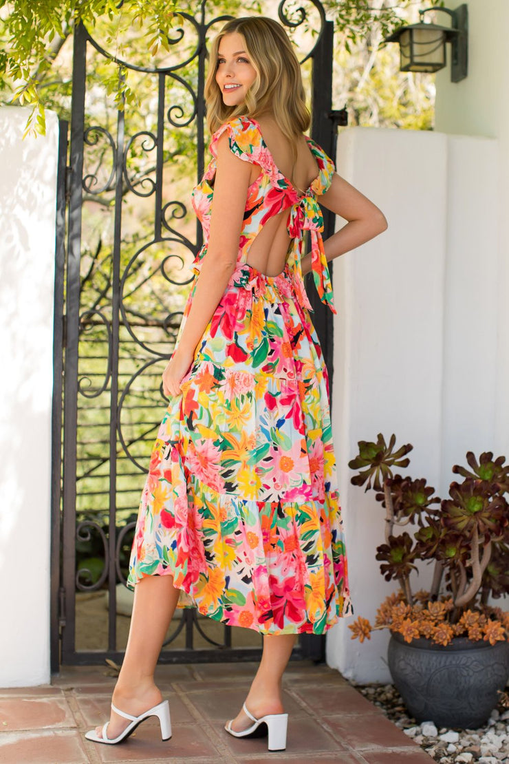 Floral Flutter Maxi Dress