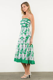 Geometric Embroidered Strap Dress