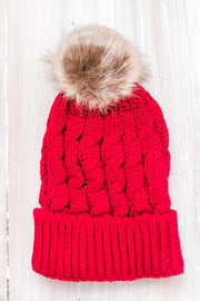 Baby It's Cold Outside Cable Knit Pompom Hat