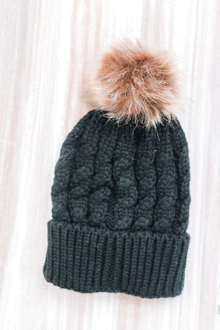 Baby It's Cold Outside Cable Knit Pompom Hat