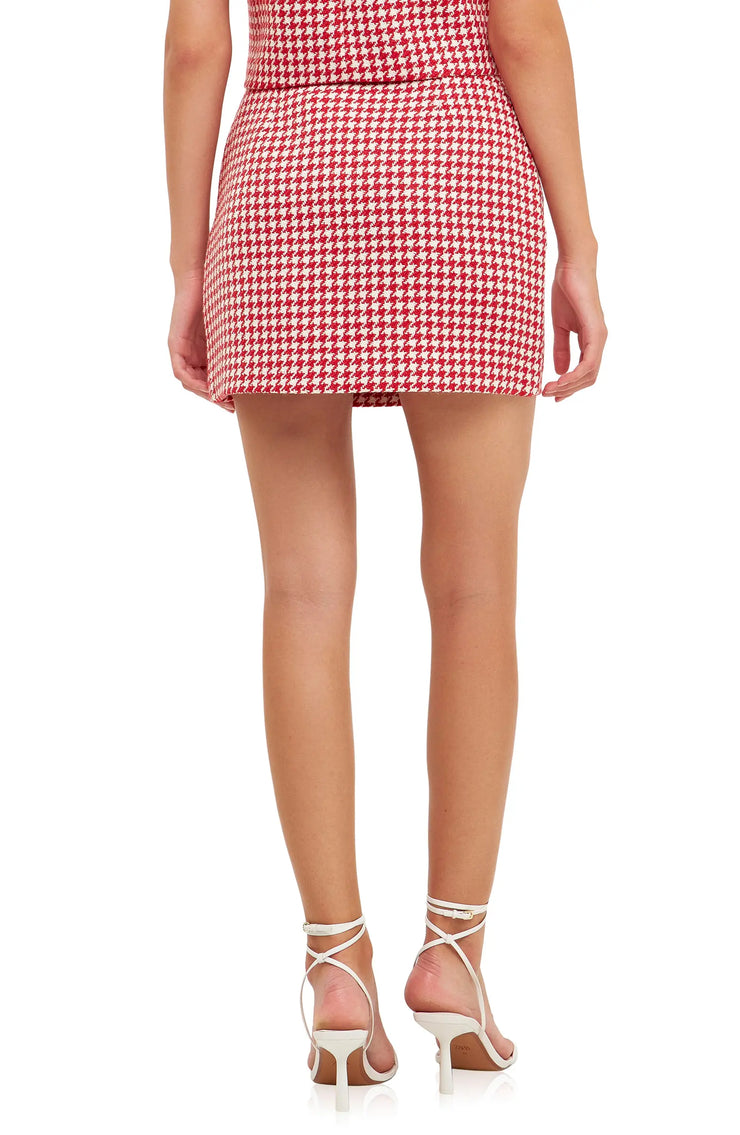 Houndstooth Tweed Mini Skirt